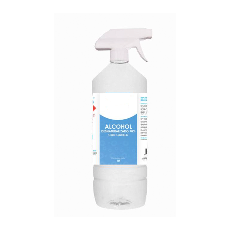 Alcohol 70% con pulverizador (1 Litro)