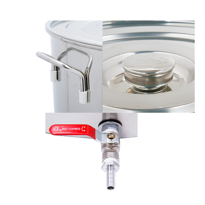 Detalle Olla 20lt para hacer cerveza artesanal - Acero inoxidable - El Cervecero