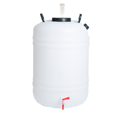 Fermentador plástico sanitario con válvula para salida de la cerveza.
Capacidad Total: 60Litros.
Llenado sugerido: 50 Litros de Mosto, incluye Airlock - El Cervecero - Chile