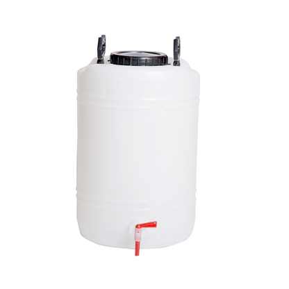 Fermentador plástico sanitario con válvula para salida de la cerveza.
Capacidad Total: 25 Litros.
Llenado sugerido: 20 Litros de Mosto - El Cervecero