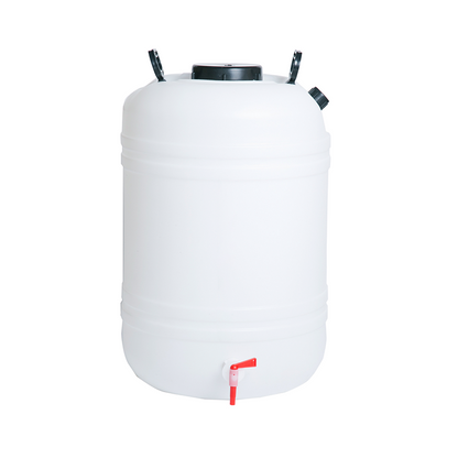 Fermentador plástico sanitario con válvula para salida de la cerveza.
Capacidad Total: 60Litros.
Llenado sugerido: 50 Litros de Mosto - El Cervecero - Chile